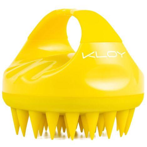 kloy hair scalp massager shampoo brush with soft silicone bristles- yellow