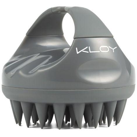 kloy hair scalp massager shampoo brush with soft silicone bristles- grey