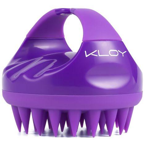 kloy hair scalp massager shampoo brush with soft silicone bristles- purple