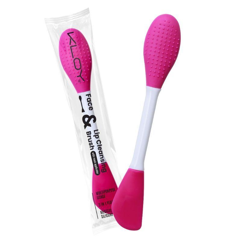 kloy silicone face mask applicator & lip cleansing brush - dark pink