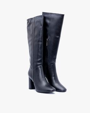 knee-length boots with zip closure