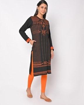 knit crew-neck sweater kurta