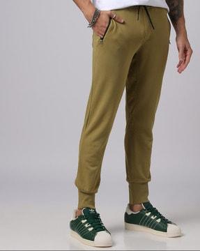 knit joggers with zip pockets