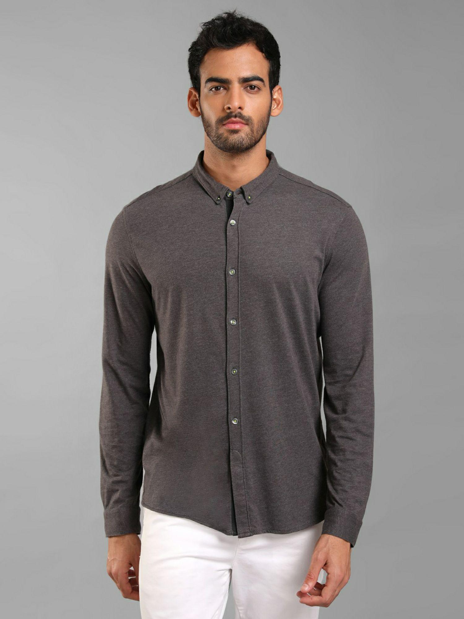 knit melange regular fit shirt