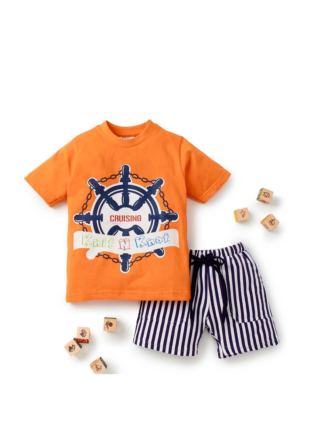 knit n knot boys graphic printed t-shirt with shorts