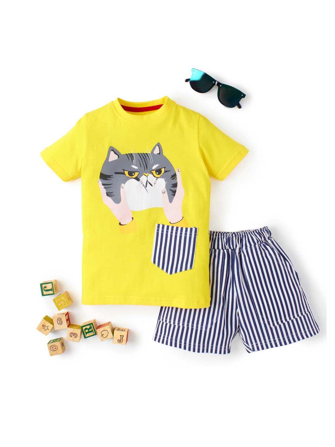 knit n knot boys printed t-shirt with shorts