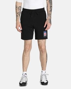 knit shorts with brand logo