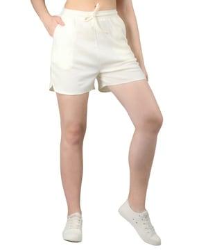 knit shorts with elasticated drawstring waist