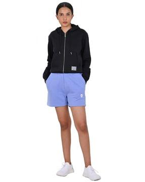 knit shorts with elasticated waist