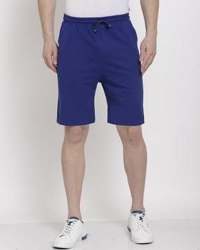 knit shorts with insert pockets & drawstring waist