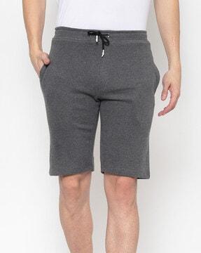 knit shorts with insert pockets & drawstring waist