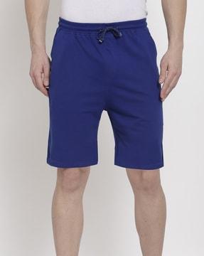 knit shorts with insert pockets & drawstring waistband