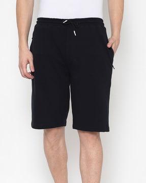 knit shorts with insert pockets & drawstring waistband