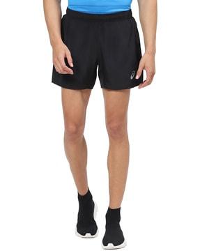 knit shorts with logo print