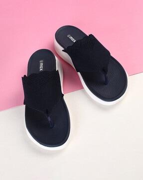 knit strap slip-on flat sandals