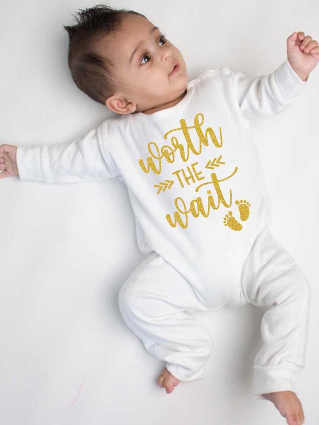 knitroot infants typography printed cotton romper