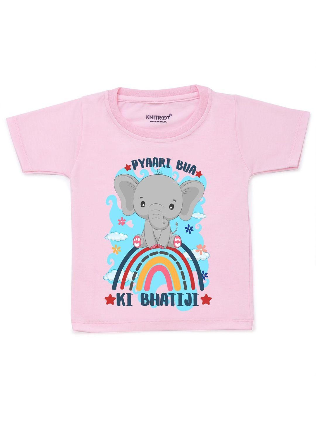 knitroot unisex kids pink & blue printed t-shirt