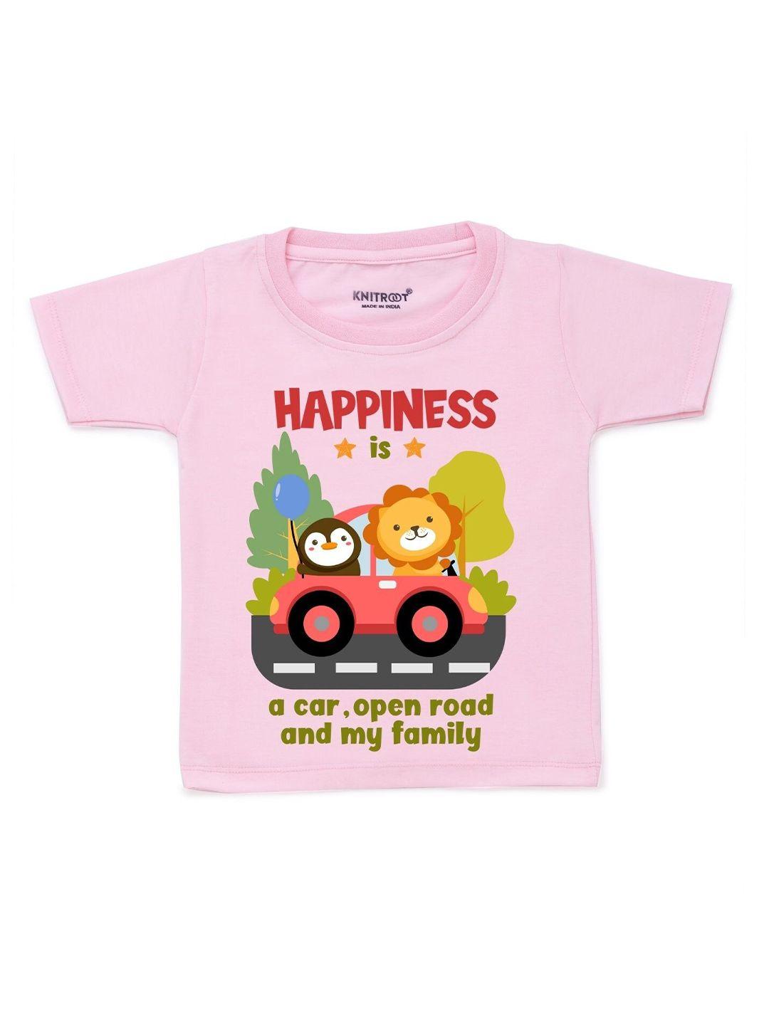 knitroot unisex kids pink & orange printed t-shirt