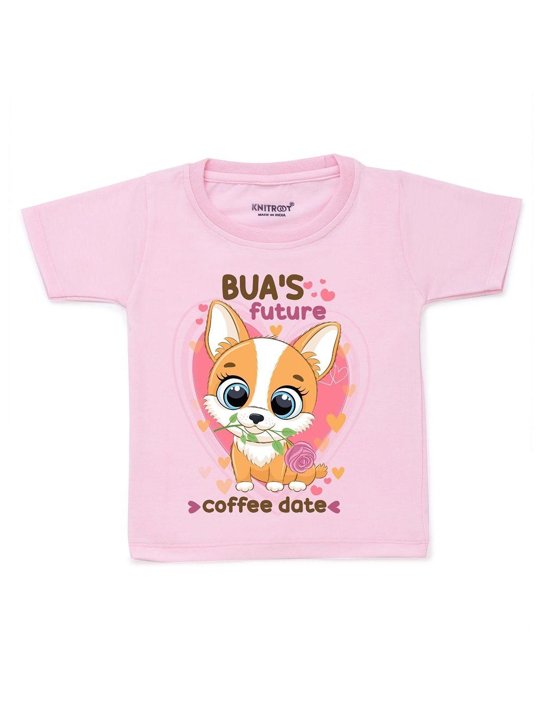 knitroot unisex kids pink printed t-shirt