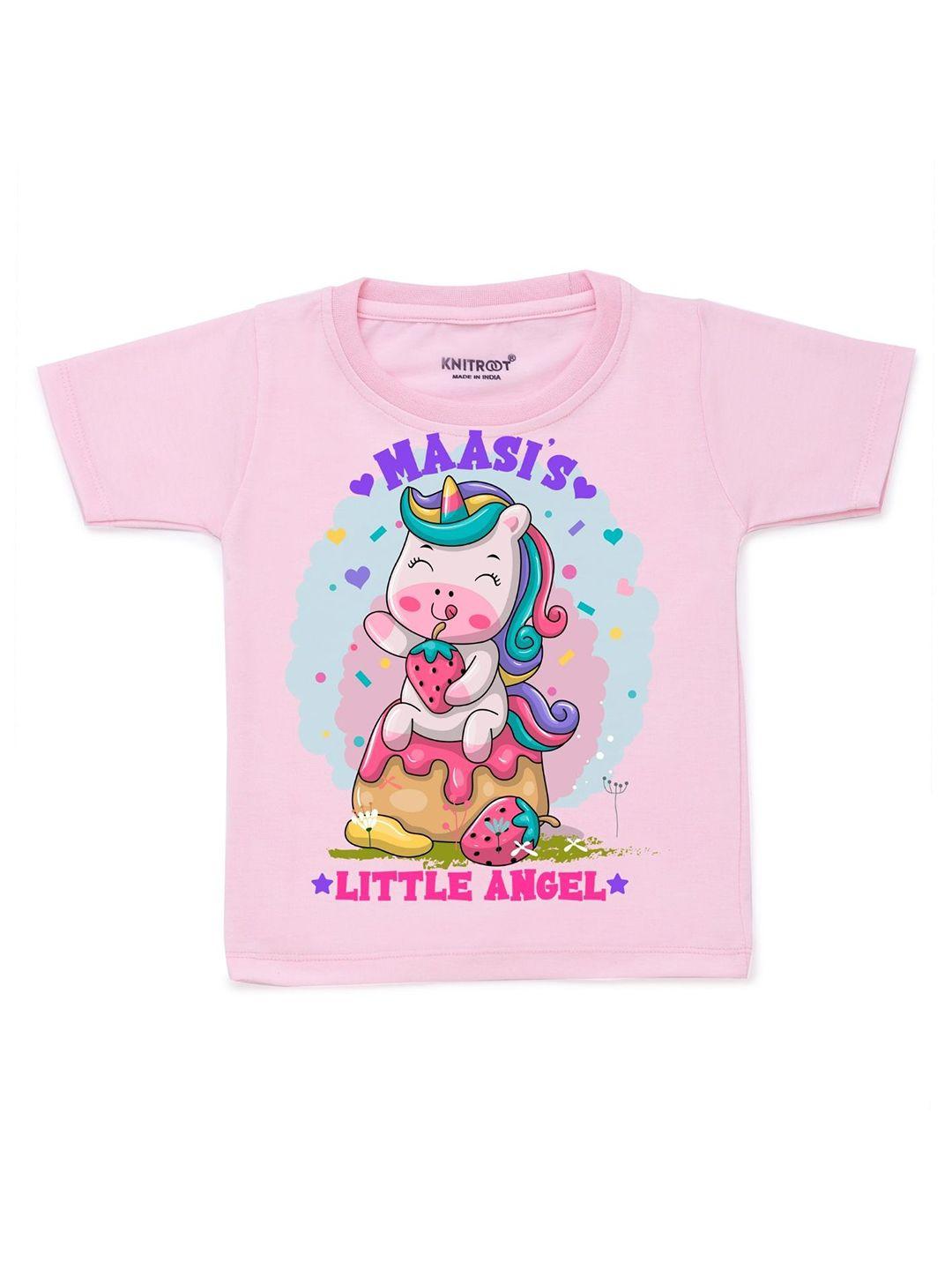 knitroot unisex kids pink printed t-shirt