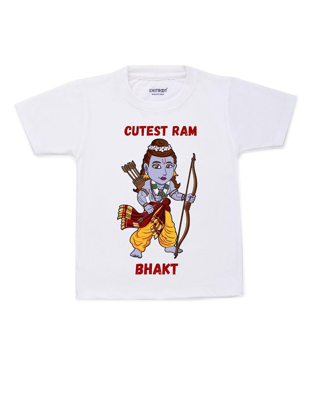 knitroot unisex kids white graphic printed t-shirt