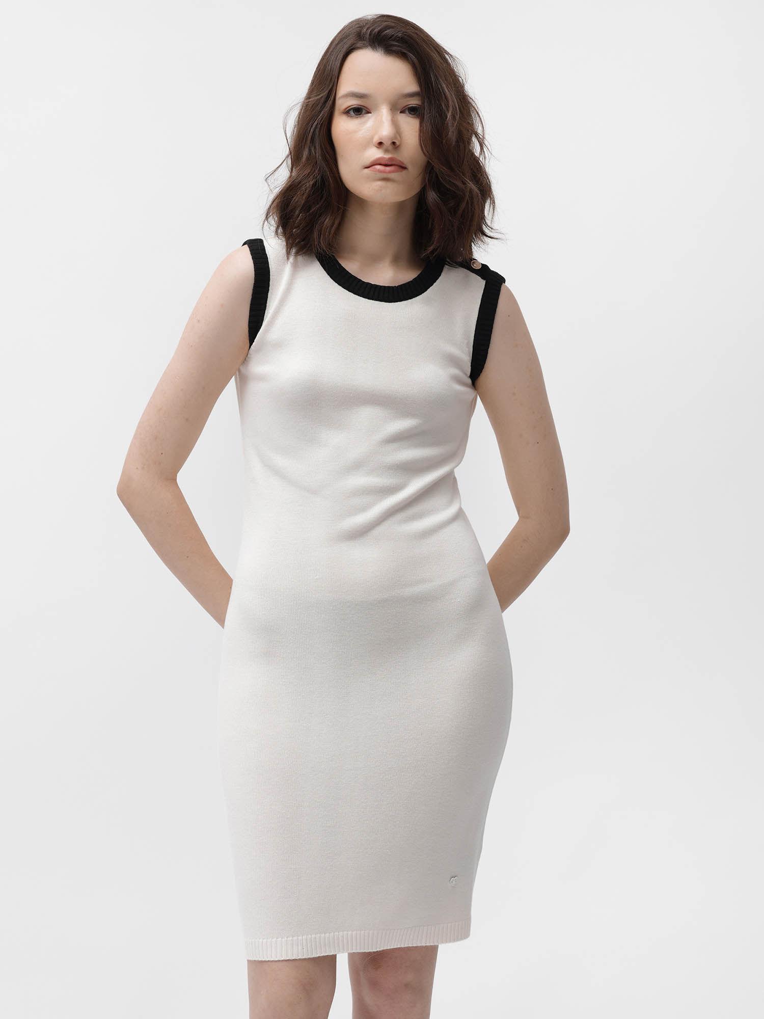 knitso primary off white solid sweater dress