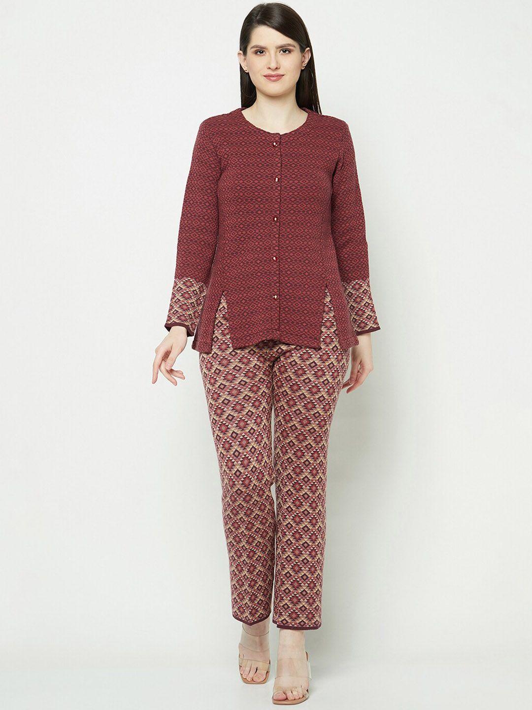 knitstudio duo-design round-neck coat with trouser co-ords