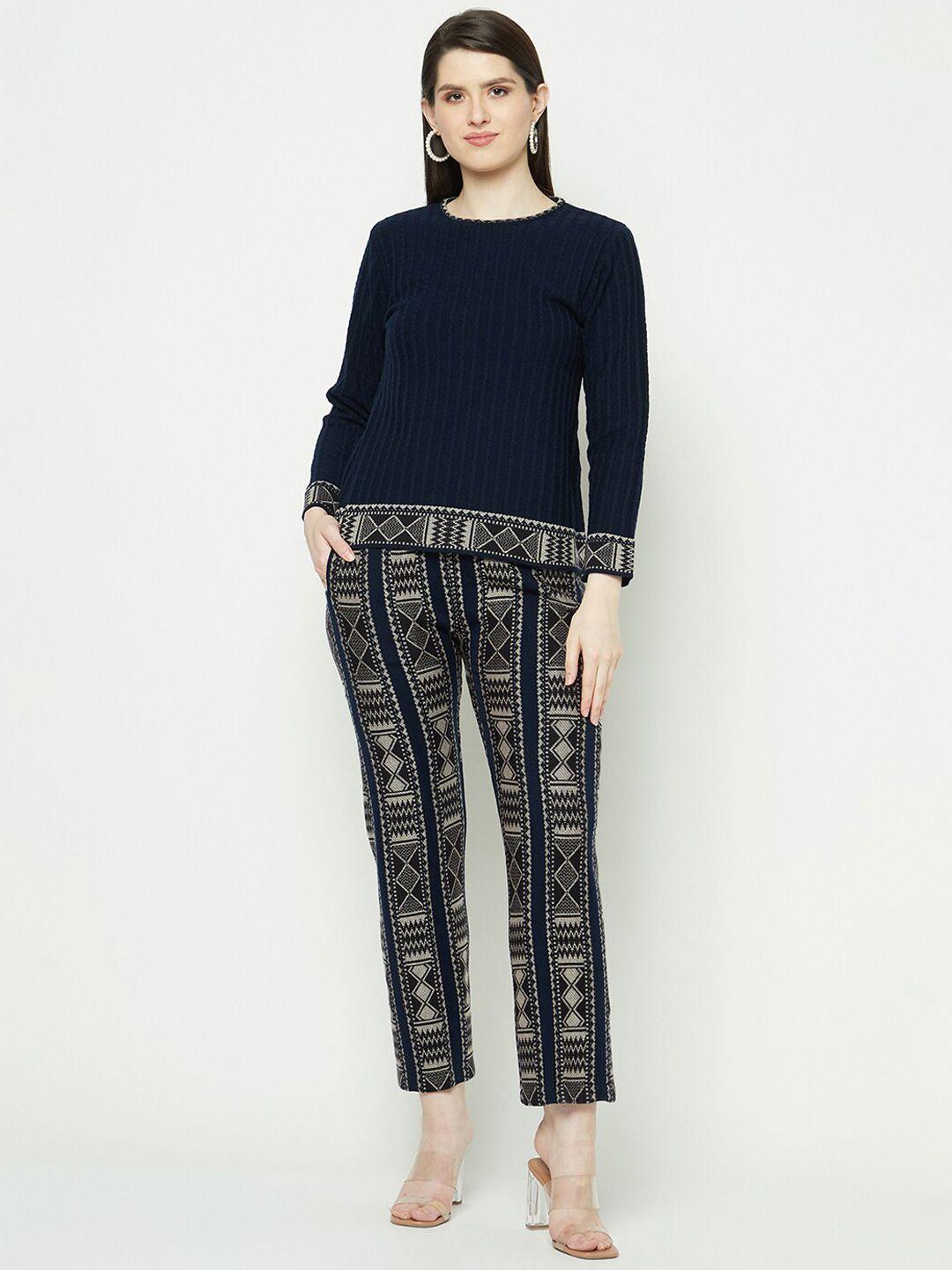 knitstudio duo-design round-neck sweater with trouser co-ords