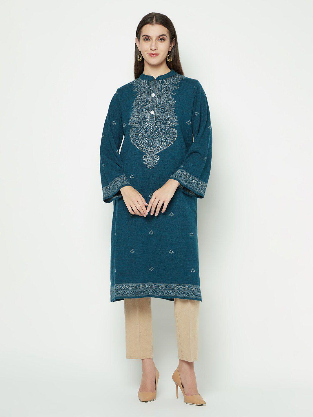 knitstudio ethnic motifs printed acrylic straight kurta