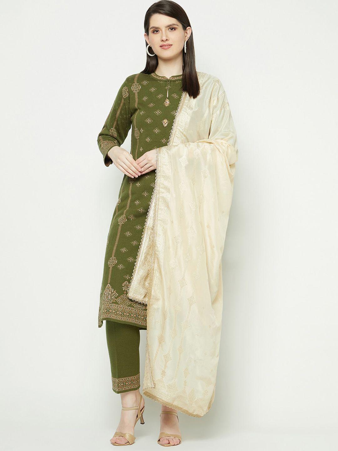 knitstudio ethnic motifs printed straight kurta with trousers & dupatta