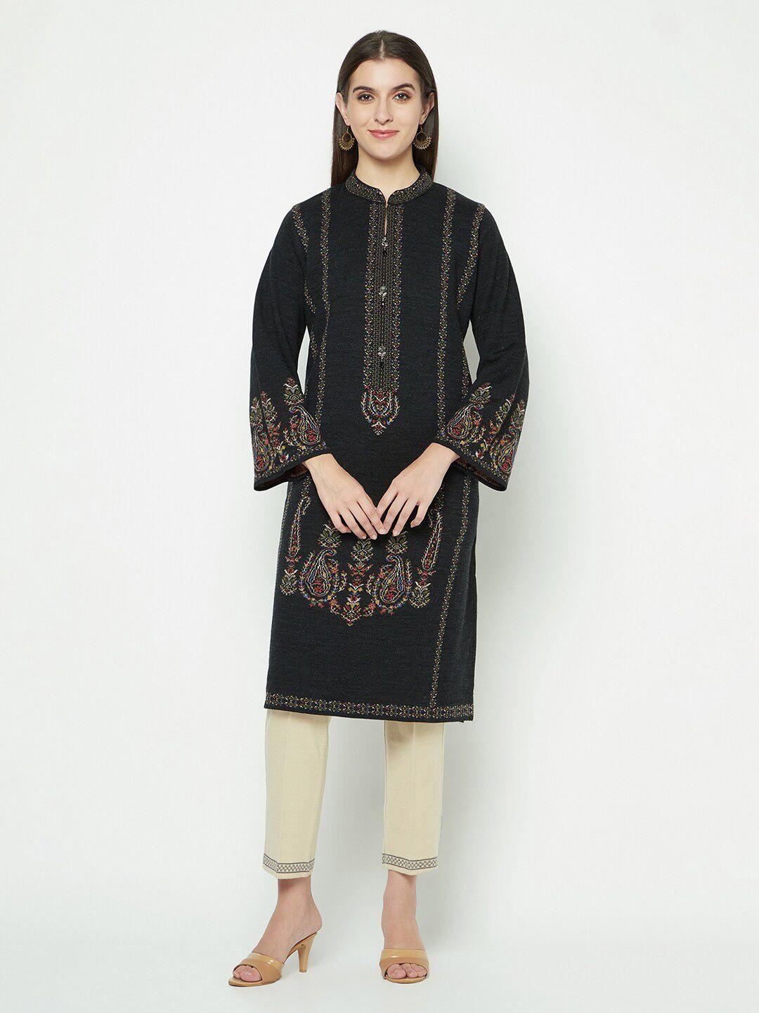 knitstudio ethnic motifs woven design acrylic kurta