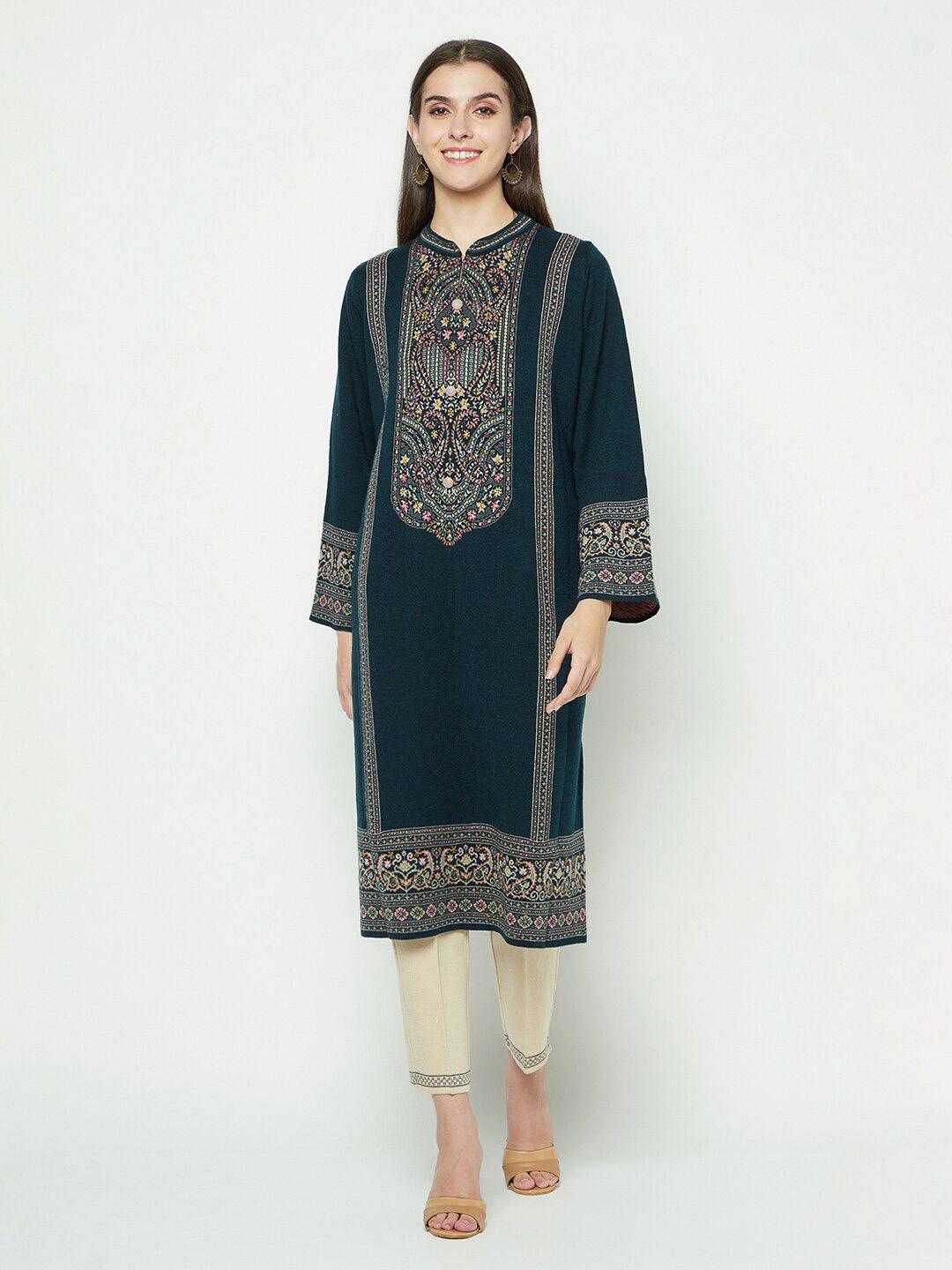 knitstudio ethnic motifs woven design acrylic kurta