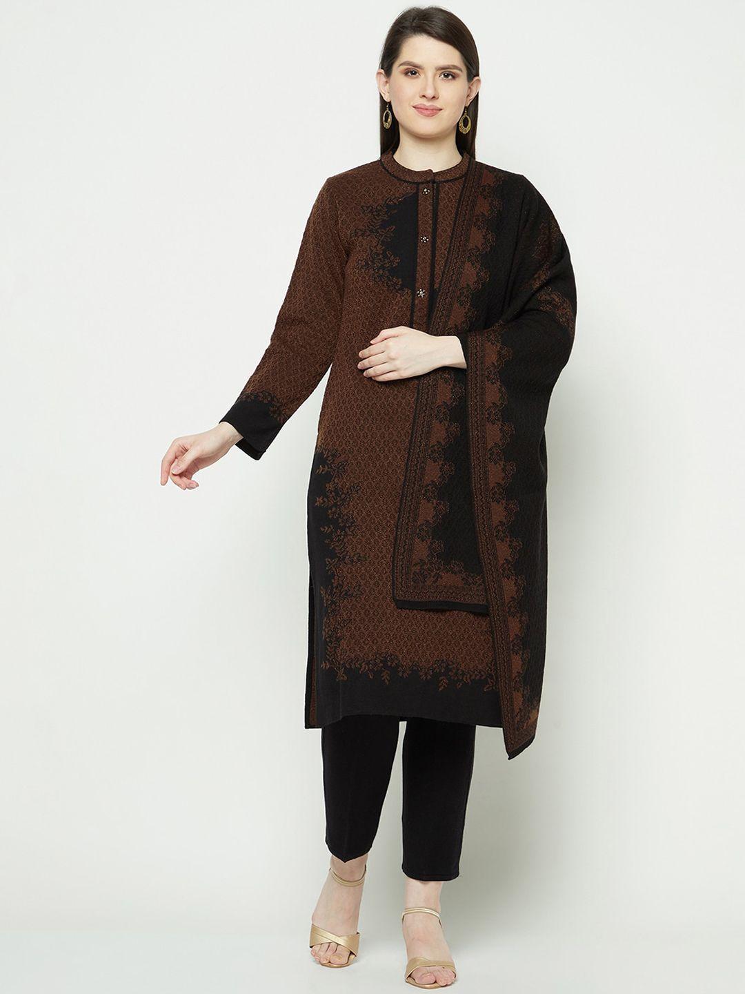 knitstudio paisley knitted kurti with trousers & dupatta