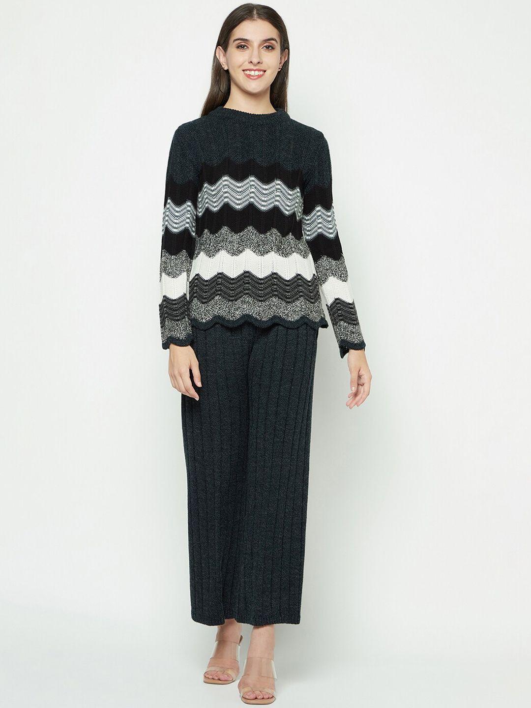 knitstudio self-design round-neck sweater with trouser co-ords