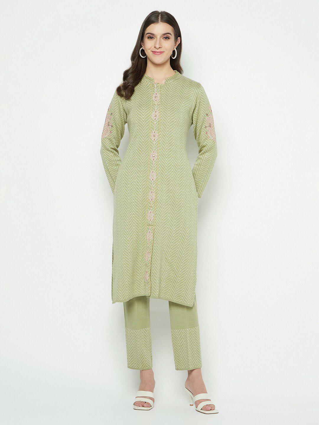 knitstudio woven design straight kurta & trousers