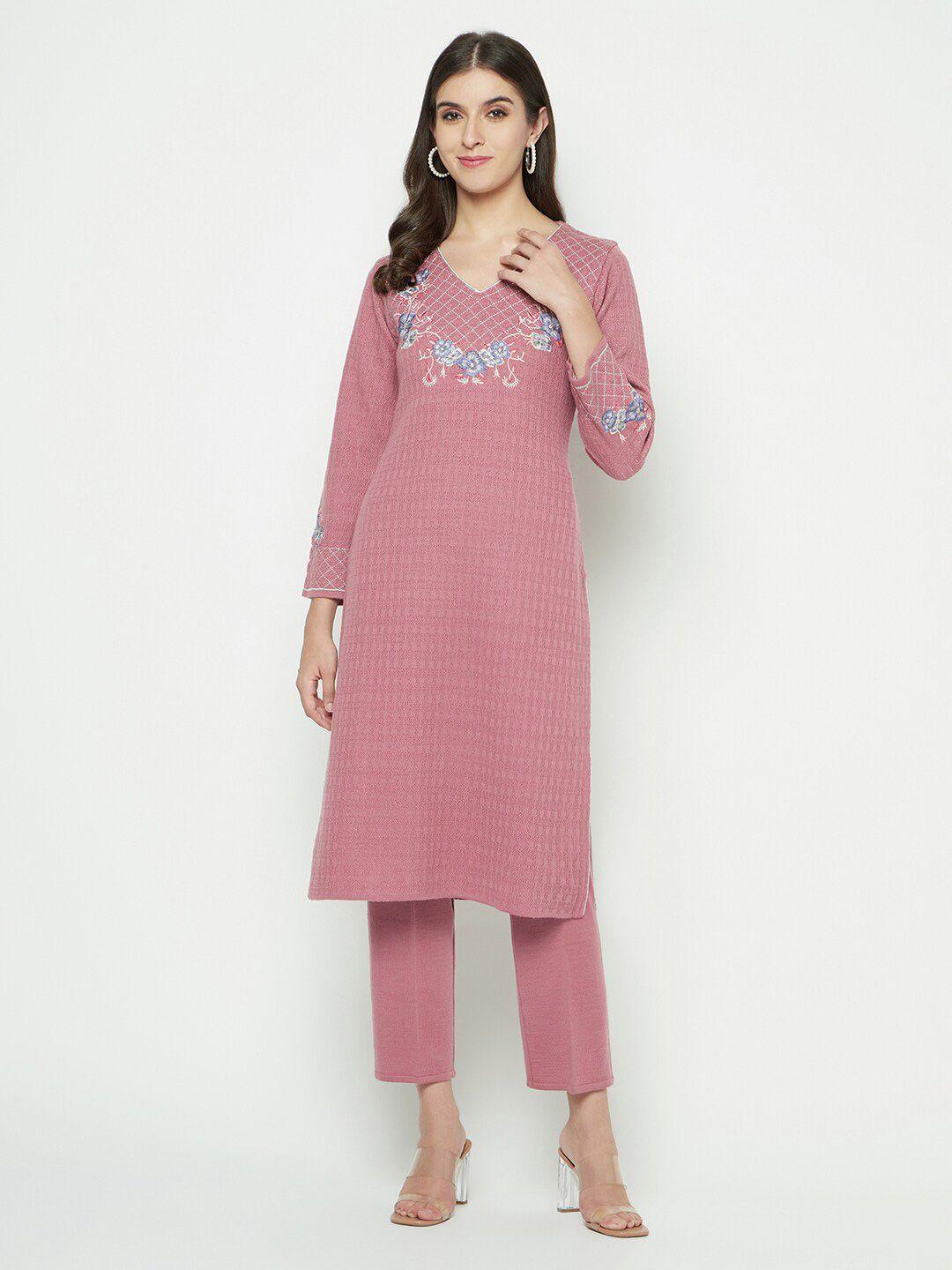 knitstudio woven design straight kurta & trousers