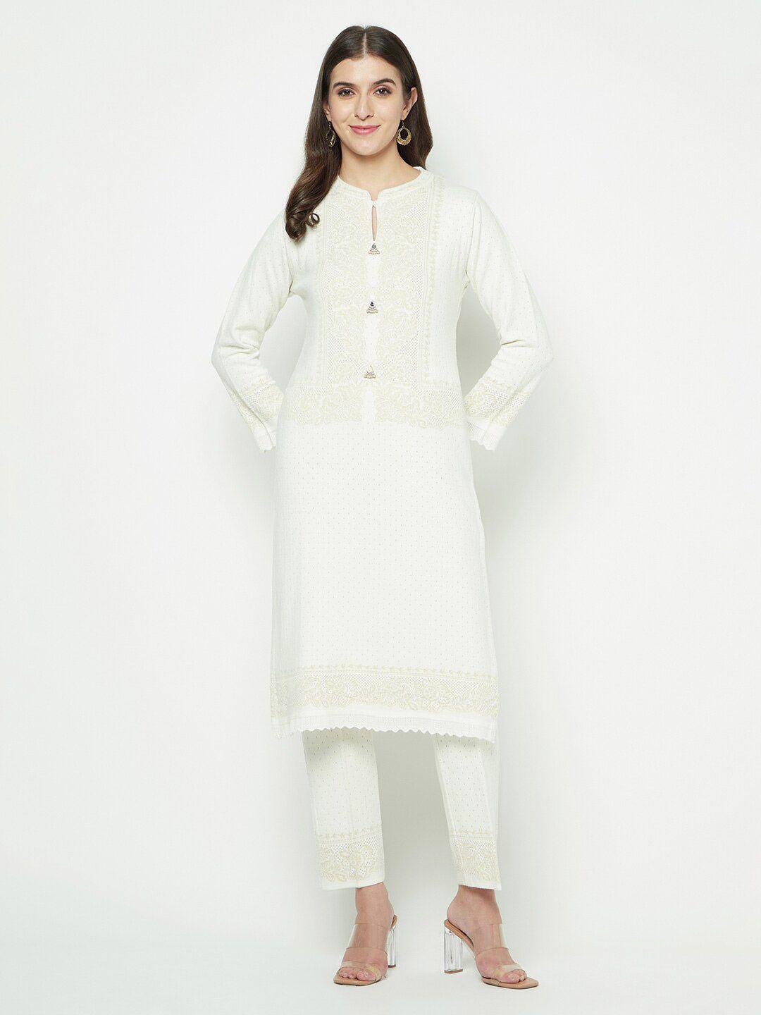 knitstudio woven design straight kurta & trousers