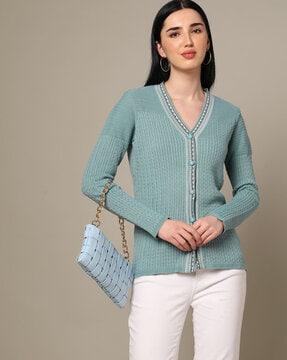 knitted button-down cardigan