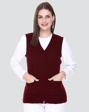 knitted cardigan with patch pockets
