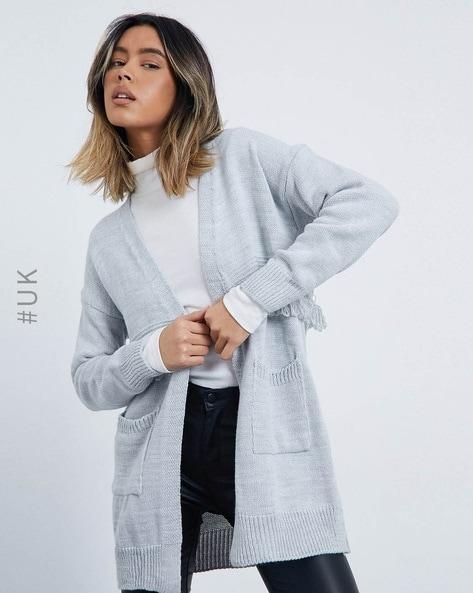 knitted cardigan with patch pockets