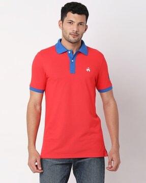 knitted cotton pique polo shirt