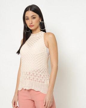 knitted high-neck top