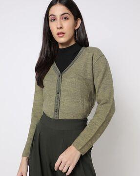 knitted open-front cardigan