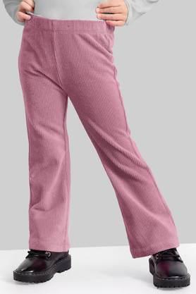 knitted polyester relaxed fit girls pants - pink