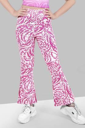 knitted polyester skinny fit girls jeggings - pink