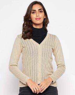 knitted ribbed hems cardigan