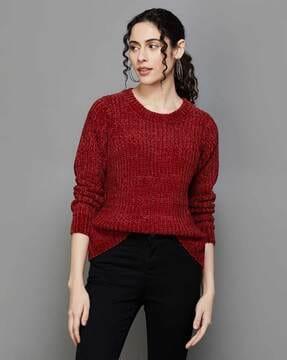 knitted round-neck sweater dress