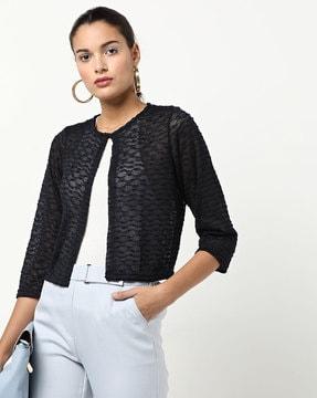 knitted shrug with button closure