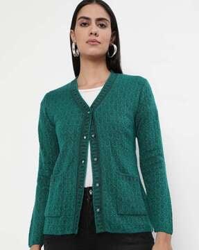 knitted v-neck cardigan with insert pockets