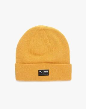 knitted beanie with logo print